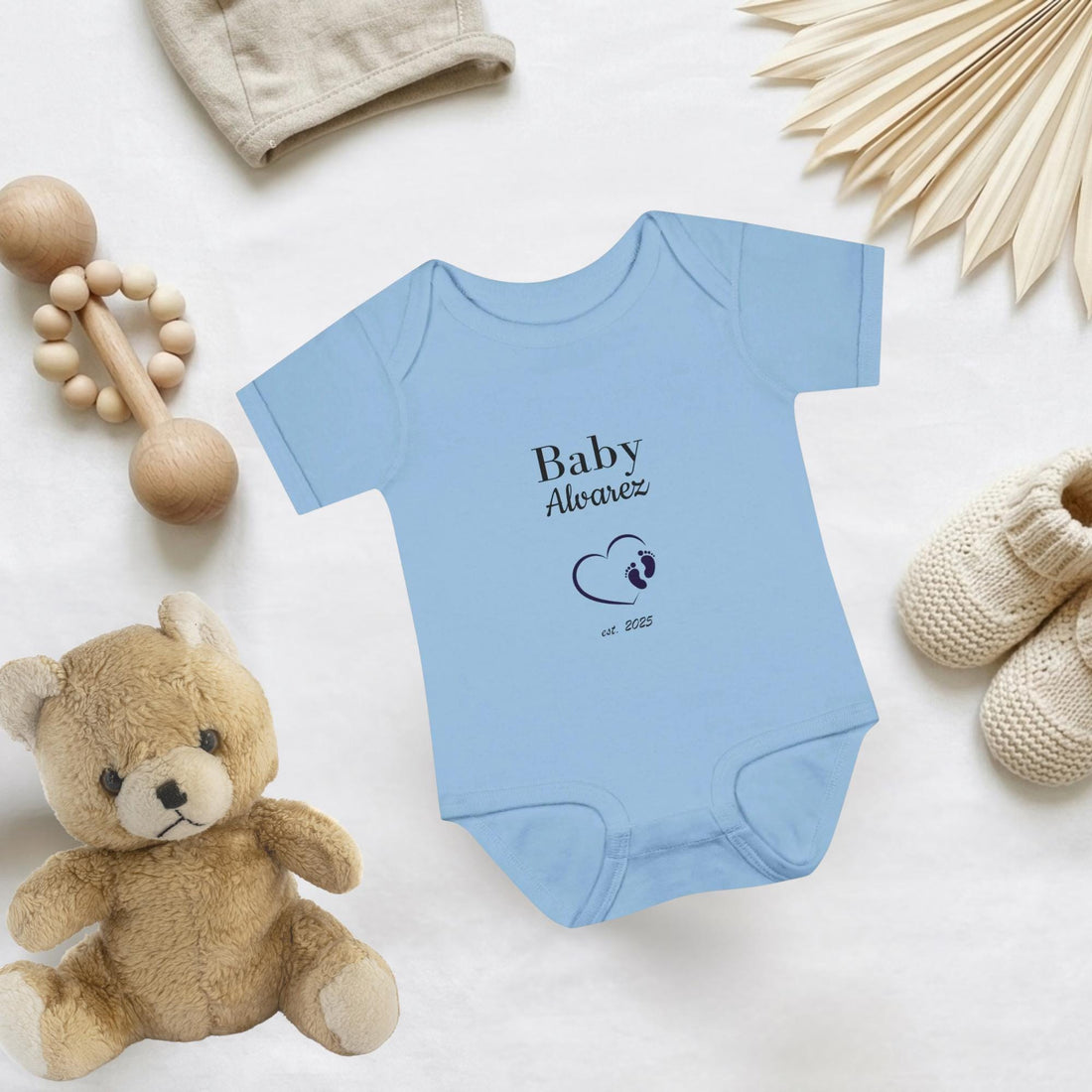 Personalized Baby Footprint Bodysuit | Custom Name, Pregnancy Announcement