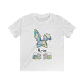 Personalized Watercolor Bunny Baseball Cap Shirt for Boys, Custom Easter Name Tee