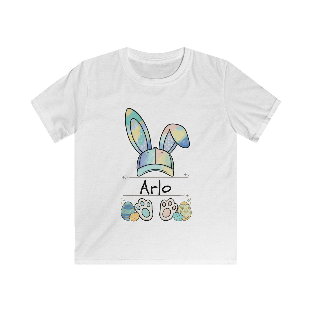 Personalized Watercolor Bunny Baseball Cap Shirt for Boys, Custom Easter Name Tee
