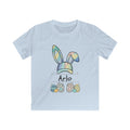 Personalized Watercolor Bunny Baseball Cap Shirt for Boys, Custom Easter Name Tee