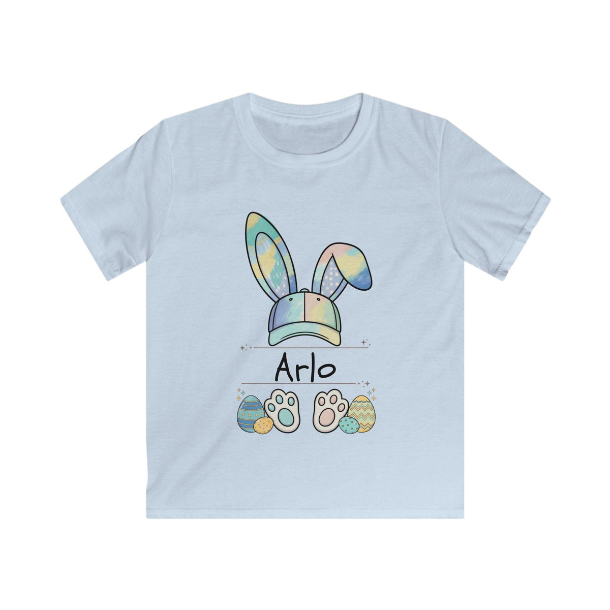 Personalized Watercolor Bunny Baseball Cap Shirt for Boys, Custom Easter Name Tee