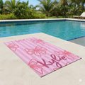 Pink Coquette Bow Beach Towel | Personalized Name Custom Print