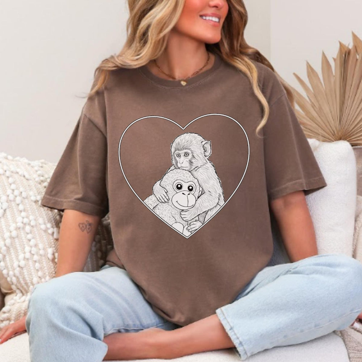 Punch the Monkey Hugging Plushie Comfort Colors Tee