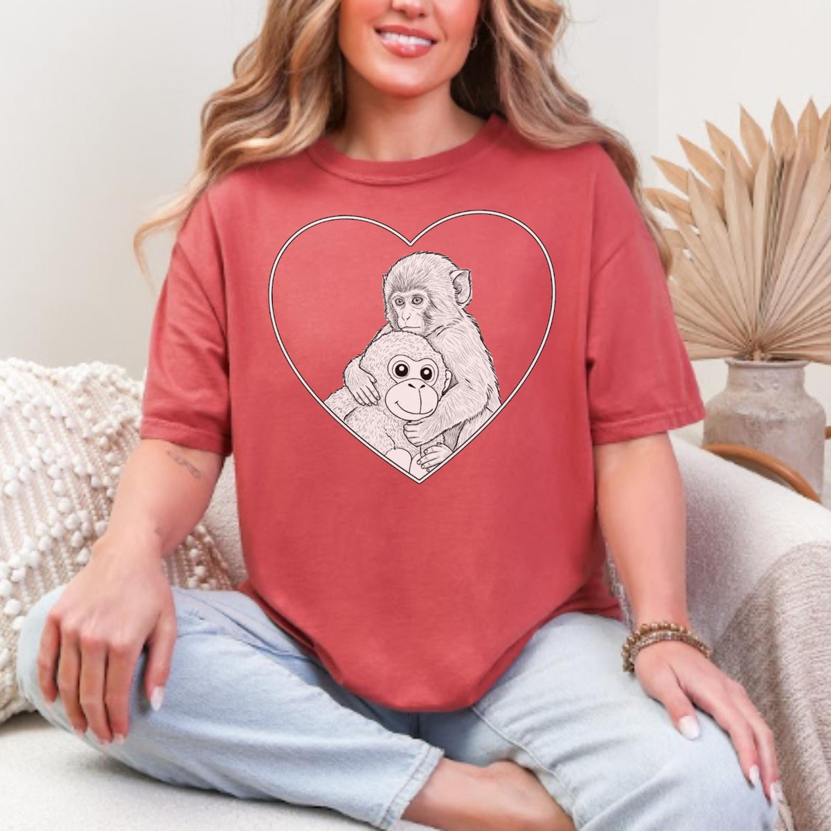 Punch the Monkey Hugging Plushie Comfort Colors Tee