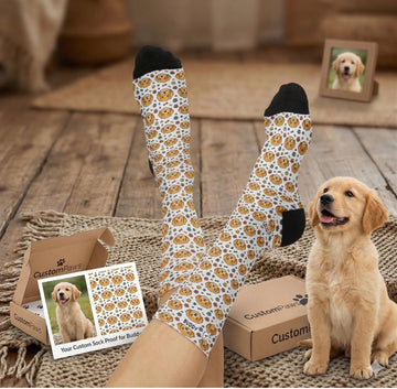 Custom Pet Face Crew Socks | Personalized Dog Cat Photo All Over Print