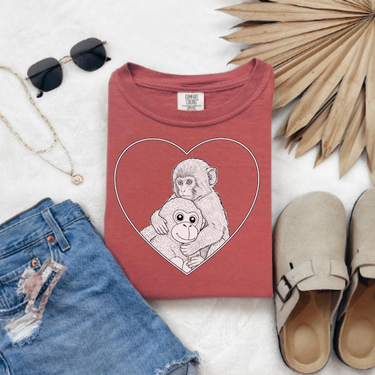 Punch the Monkey Hugging Plushie Comfort Colors Tee