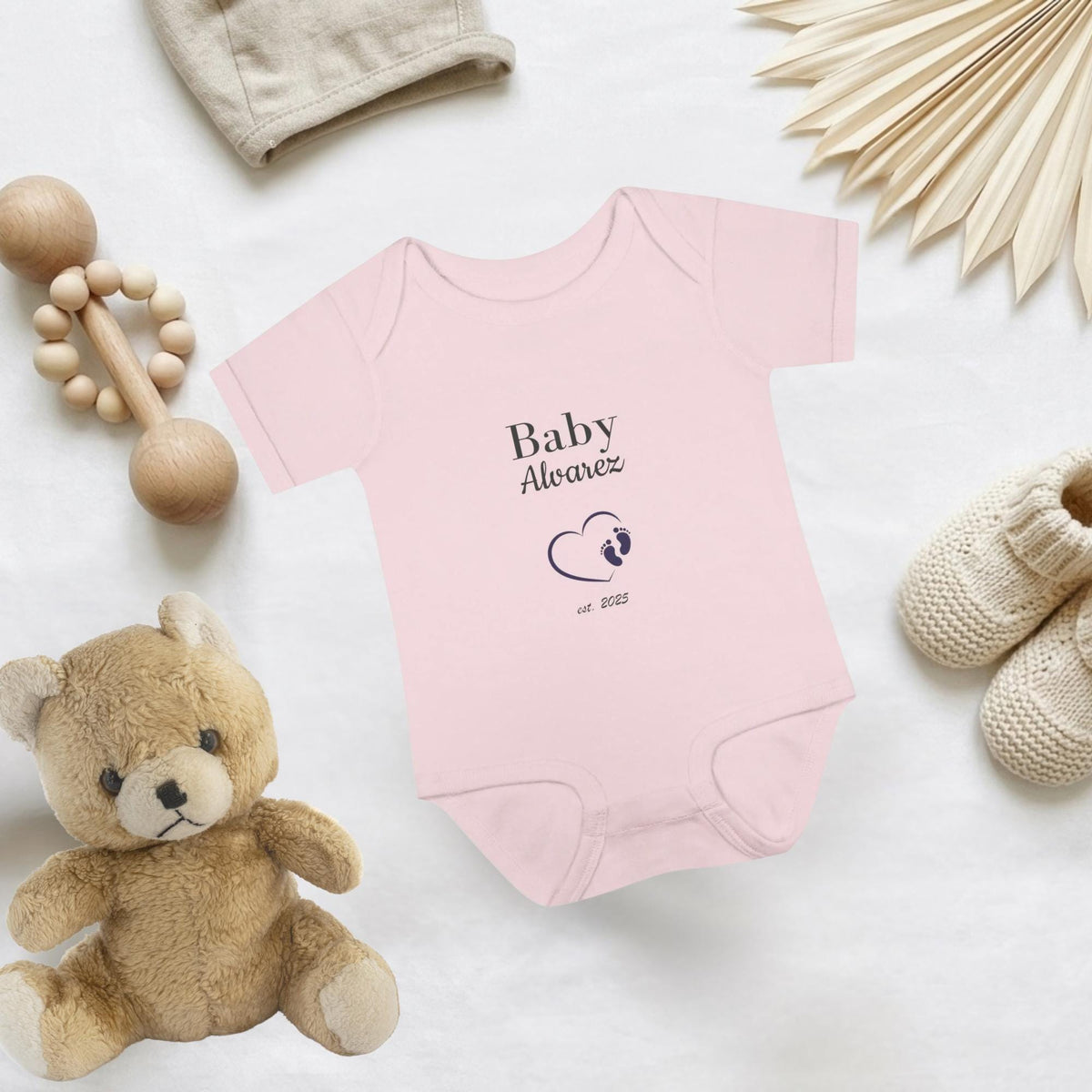 Personalized Baby Footprint Bodysuit | Custom Name, Pregnancy Announcement