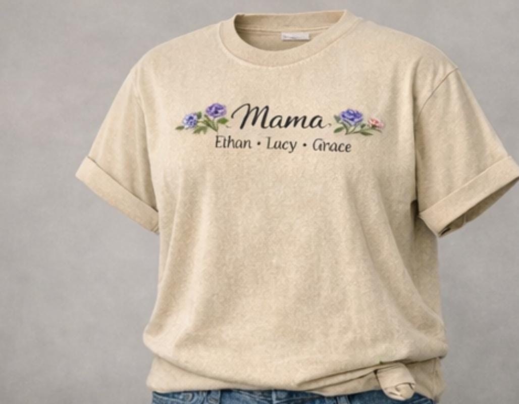 Birth flower guide chart for embroidered tee personalization