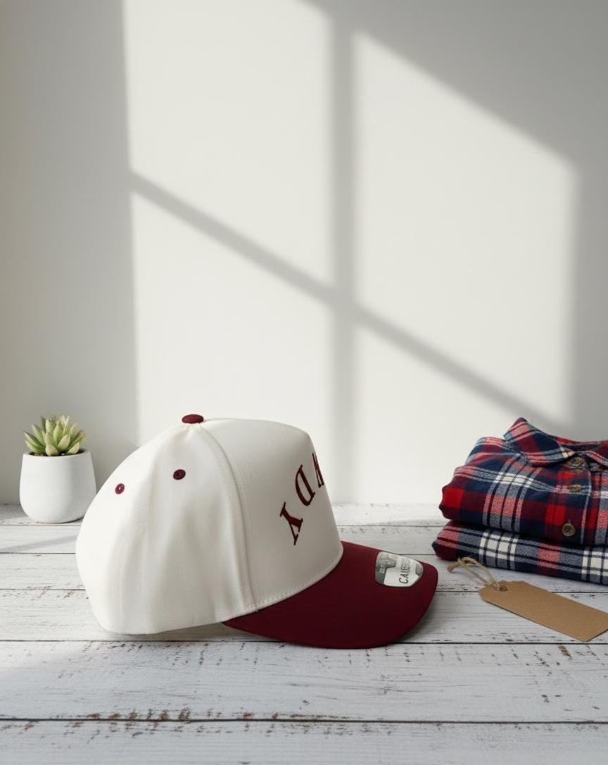 Custom Howdy Hat two-tone snapback - side view showing adjustable closure