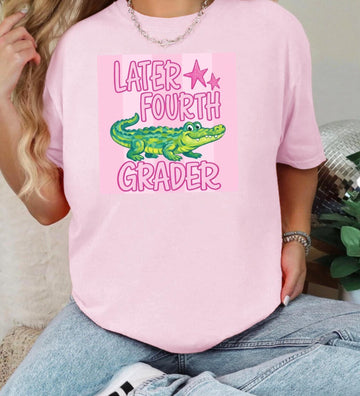 Later First Grader Youth Alligator T-Shirt | Back to School Kids Tee