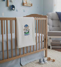 Personalized teddy bear baby blanket name embroidery close-up