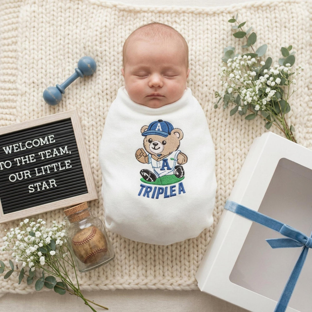Personalized teddy bear blanket full size view