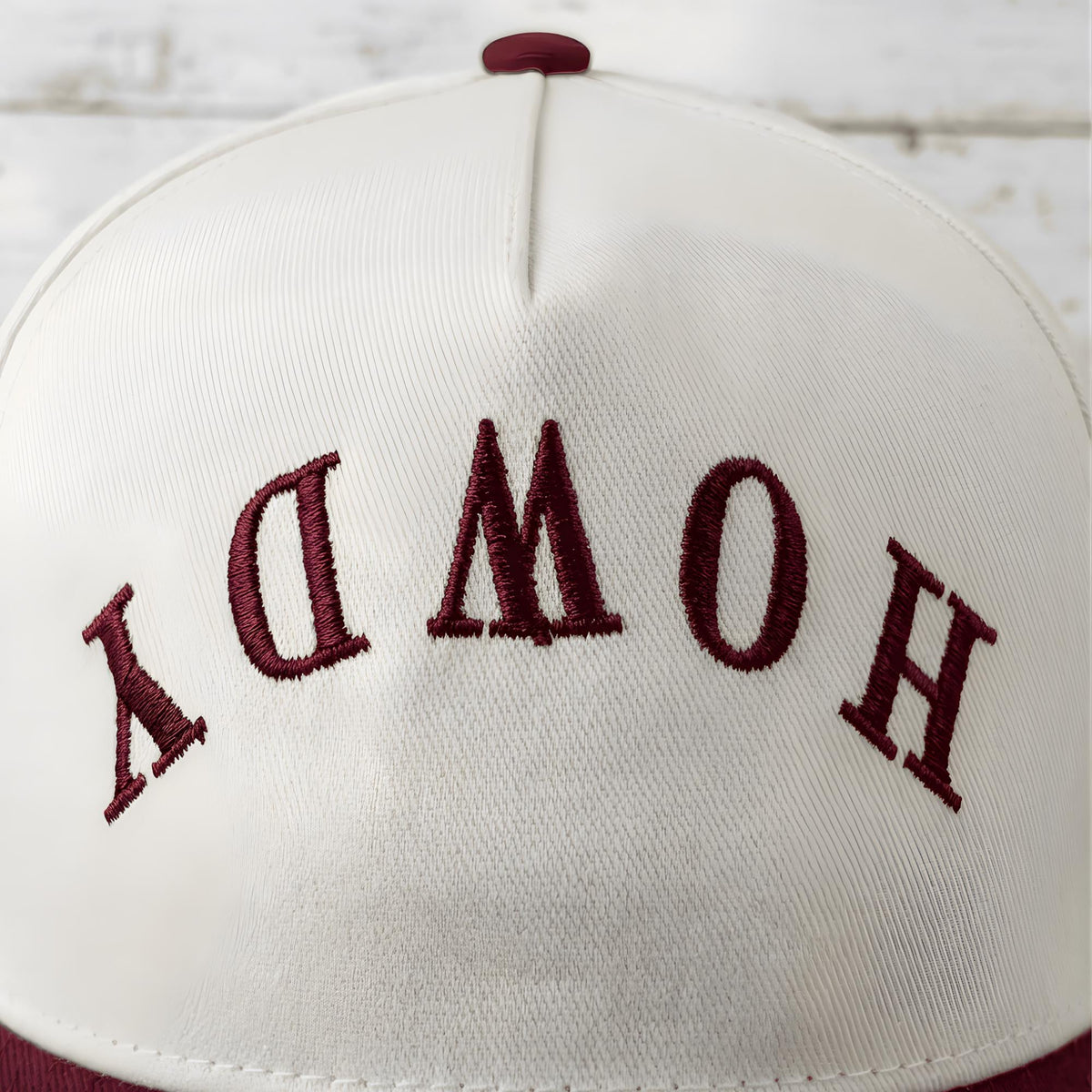 Custom Howdy Hat two-tone snapback cap - back adjustable strap view