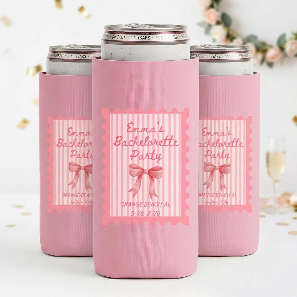 Bachelorette can cooler slim can size option