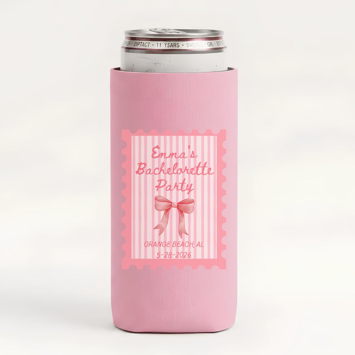 Custom neoprene drink sleeve shown on 12oz can