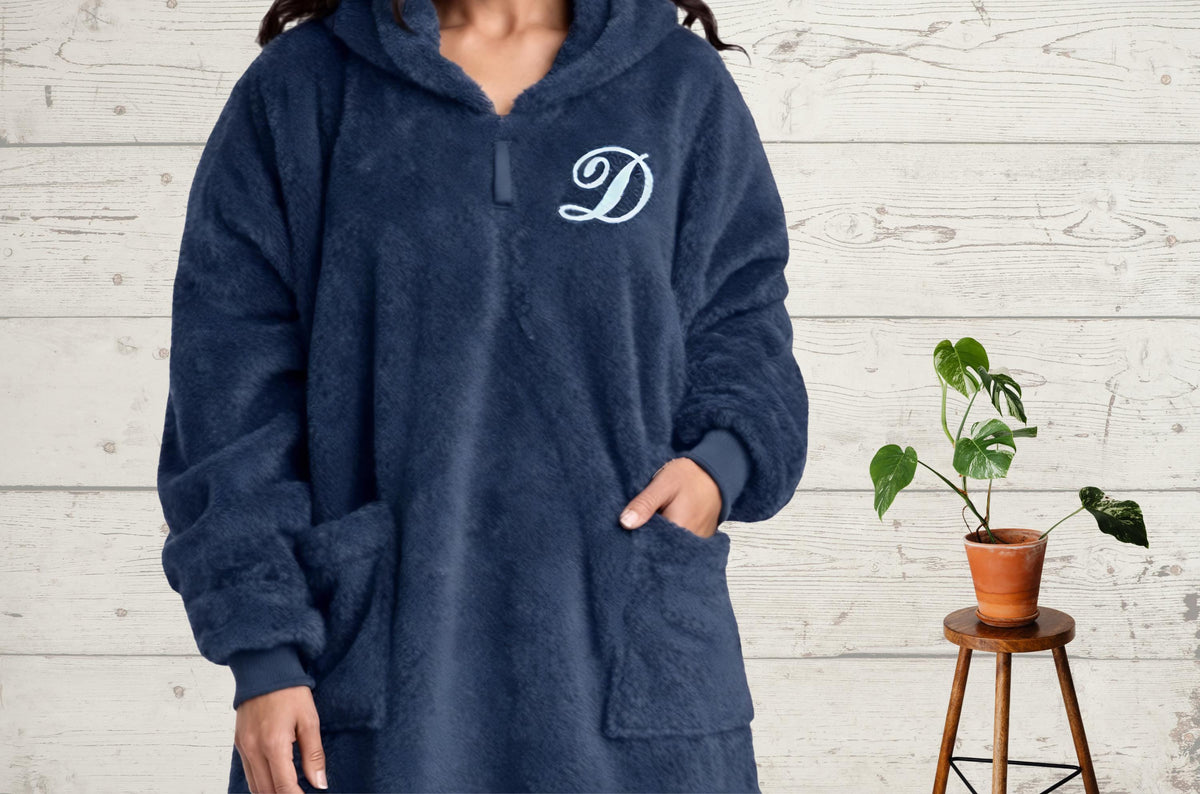 Custom fleece sweatshirt shown in Blue colorway