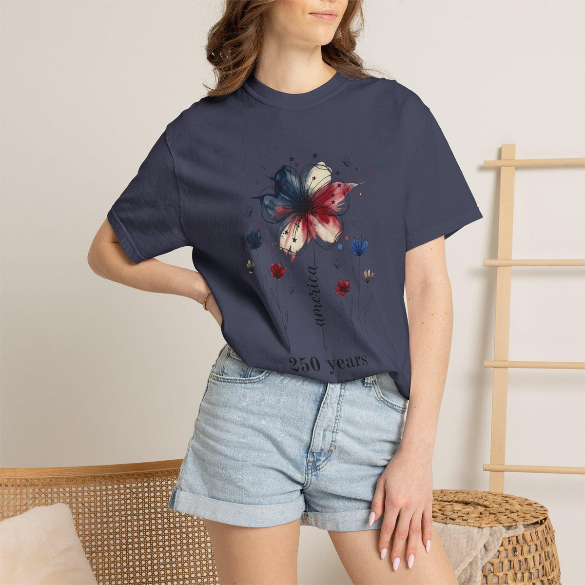 250 Years America Floral Commemorative T-shirt - lifestyle shot