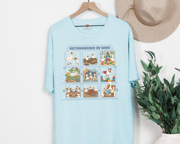 Vintage Cartoon Style Duck T-Shirt - Outnumbered by Boys in Coquette Style
