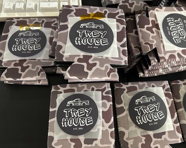 Duck camo neoprene sleeve double-sided print example