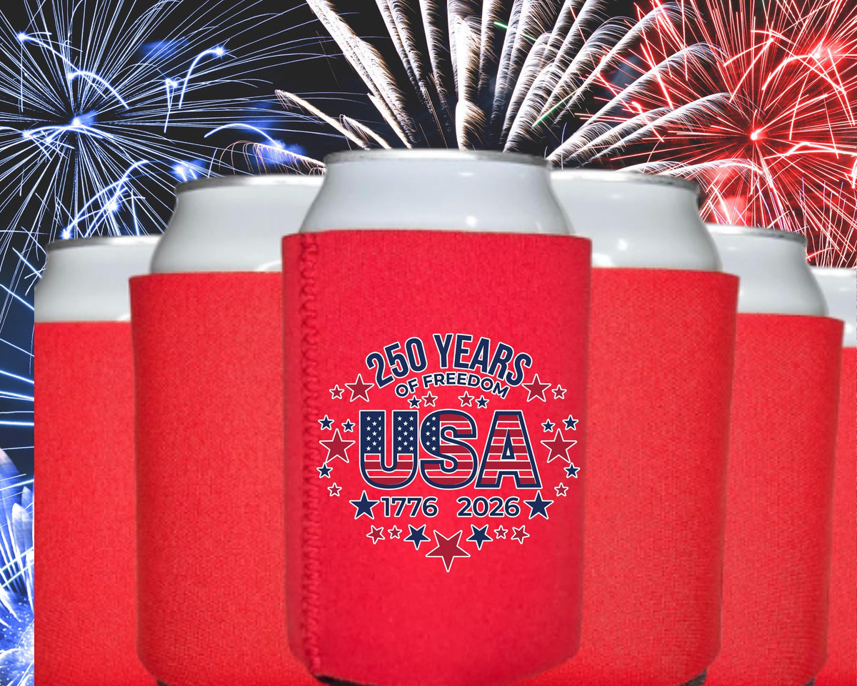 Patriotic Neoprene Can Cooler - red colorway