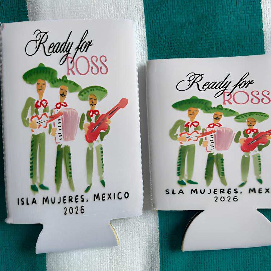 Custom Neoprene Can Cooler - wedding event drink sleeve