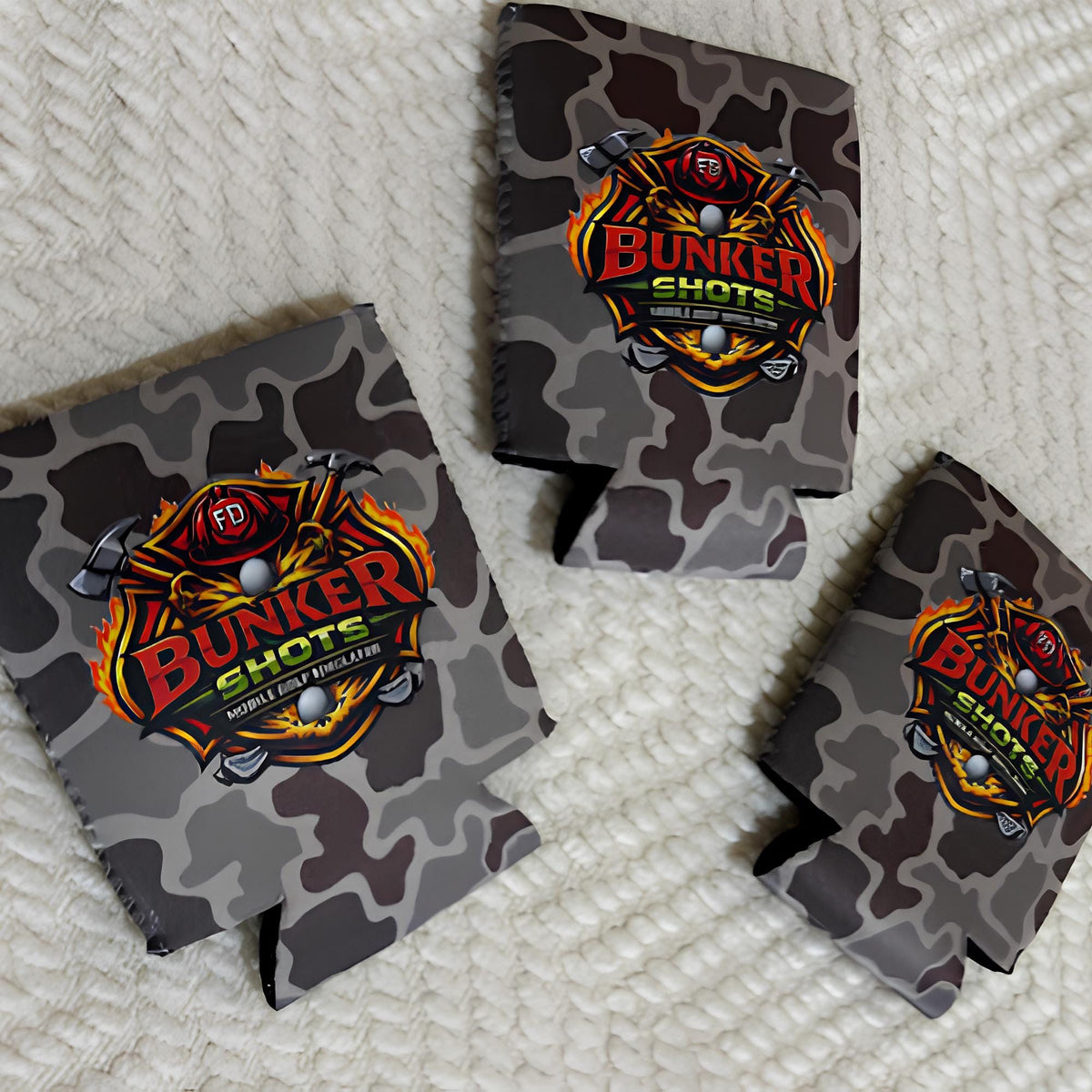 Custom duck camo can coolers for small business, bundle of 25