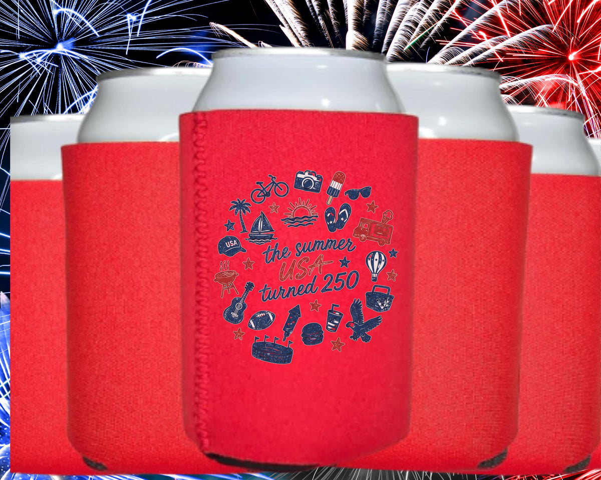 Patriotic Neoprene Can Cooler - Standard size fit