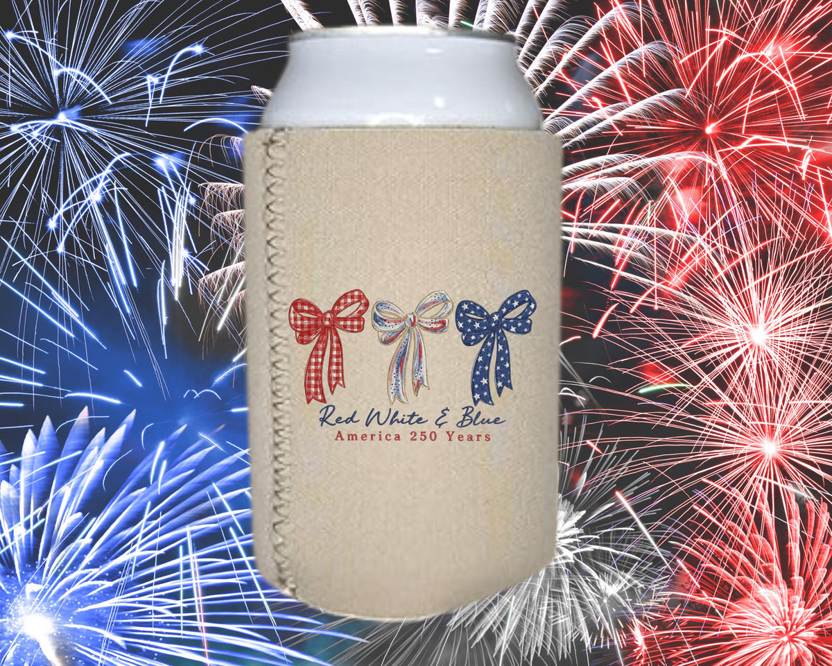 Patriotic Neoprene Can Cooler - Fourth of July lifestyle shot