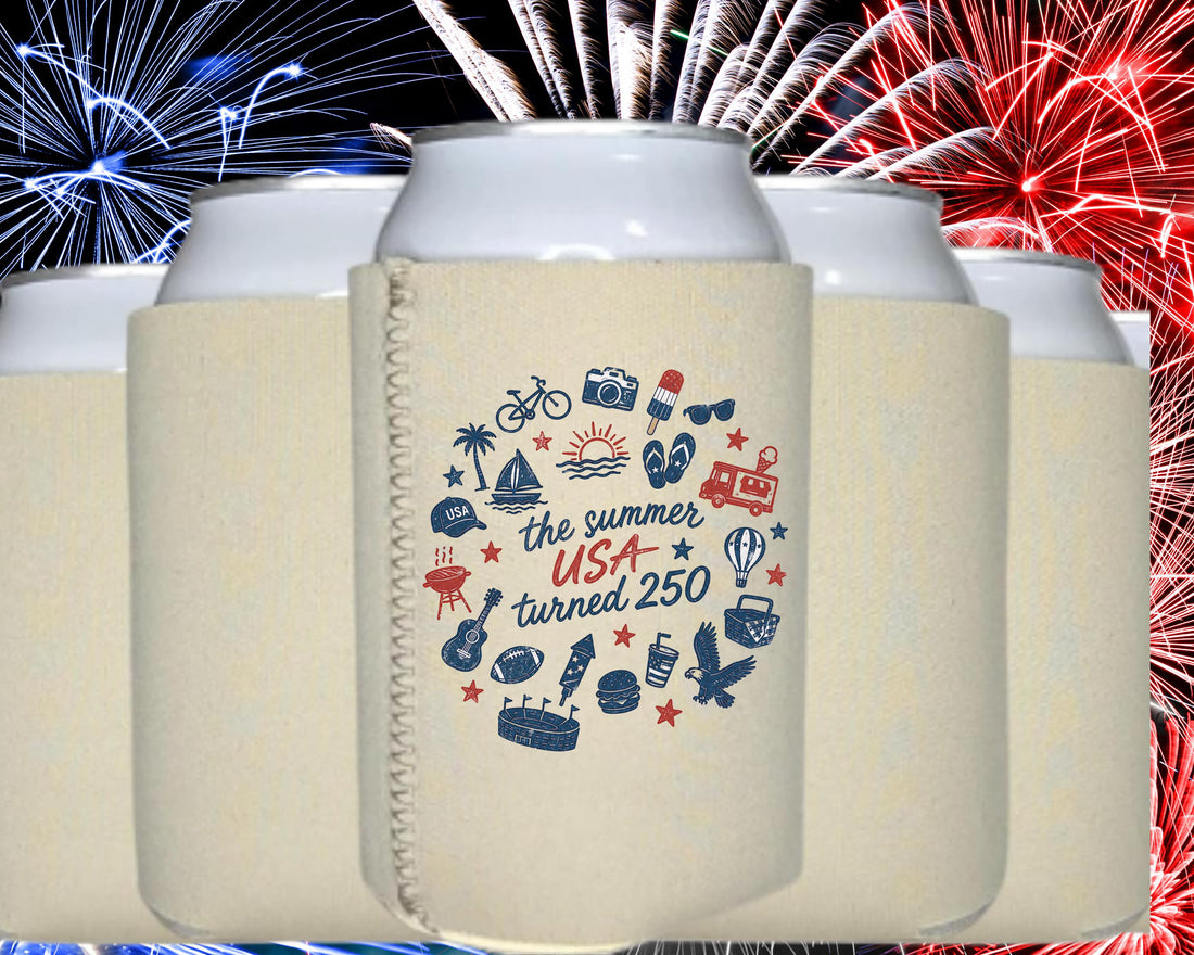 America's 250th Anniversary Can Cooler Bundle - patriotic neoprene sleeve