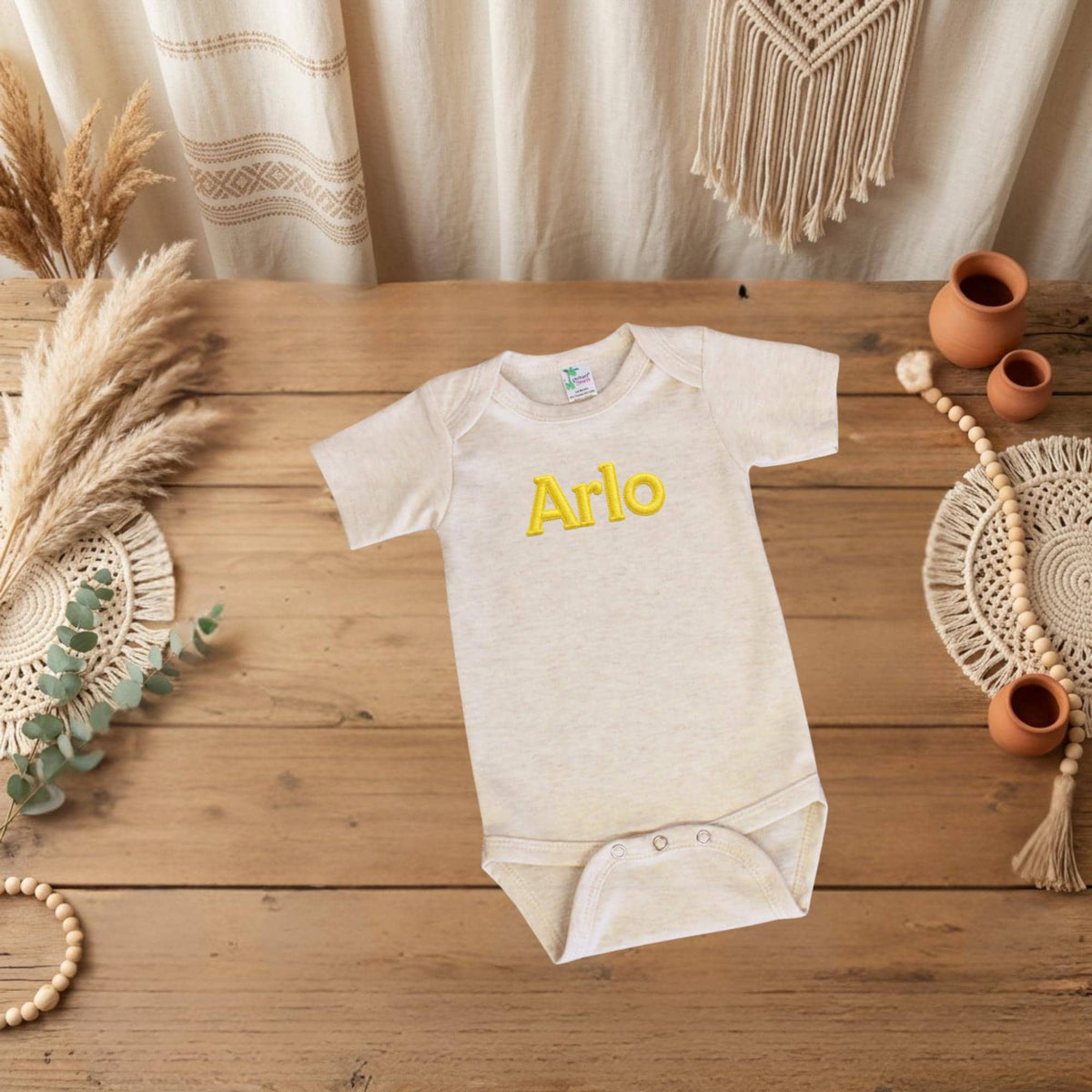 Custom baby bodysuit, Black Heather colorway