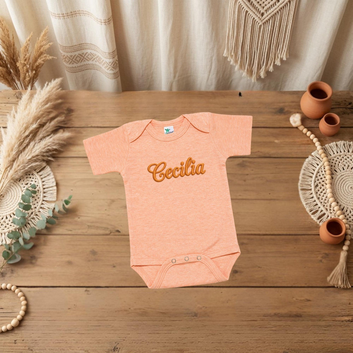 Custom baby bodysuit, Denim Heather colorway