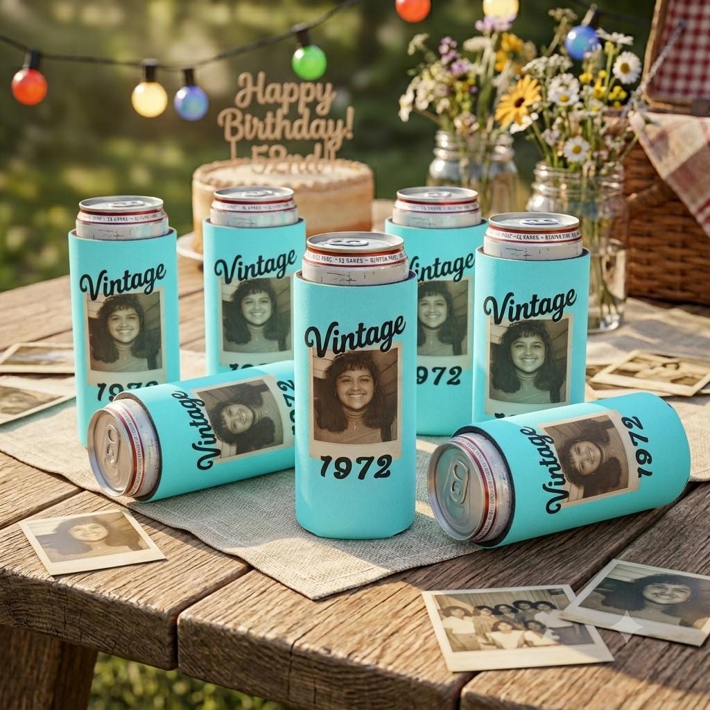 Vintage Polaroid Can Cooler - full color print, additional angle