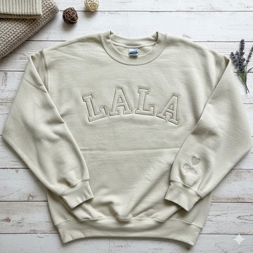 Custom embroidered family sweatshirt with grandkid names