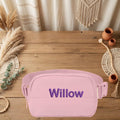 Custom Embroidered Comfort Colors Belt Bag - colorway options flat lay