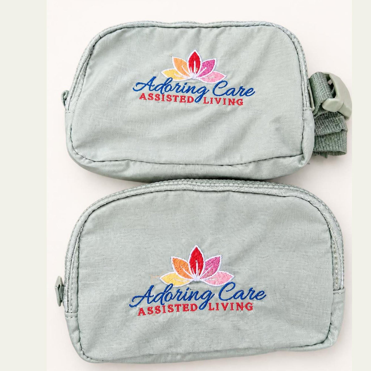 Custom Embroidered Comfort Colors Belt Bag - detail shot