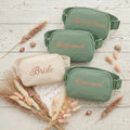 Personalized Bridal Party Belt Bag - Bride Tribe embroidery on pink Taslan nylon fanny pack