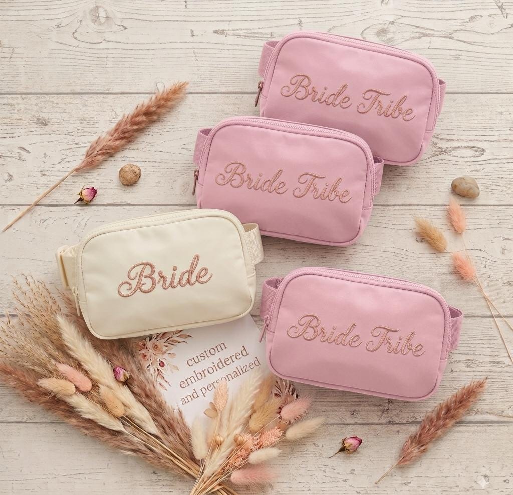 Personalized Bridal Party Belt Bag - custom embroidered bridesmaid fanny pack by DK Crafted Solutions