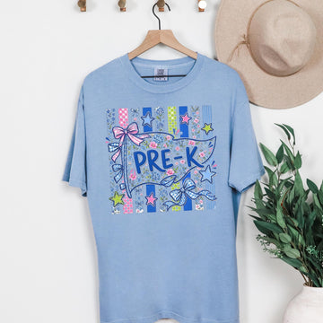 Grade-Level Teacher T-Shirt in Washed Denim - Comfort Colors, 100% Cotton, Sizes S to 4XL