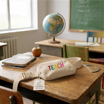 Personalized Teacher Belt Bag - custom grade level embroidered crossbody fanny pack