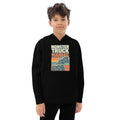 Kids fleece hoodie, Black, front view