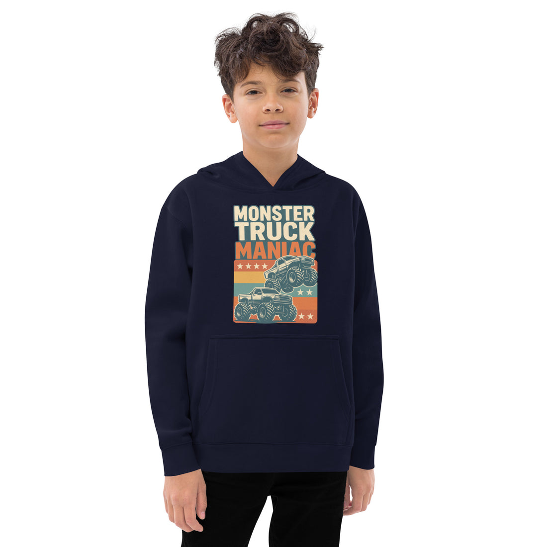 Kids fleece hoodie, Navy Blazer, front view