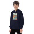 Kids fleece hoodie, Navy Blazer, left front view