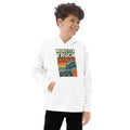 Kids fleece hoodie, White, front view