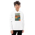 Kids fleece hoodie, White, front view