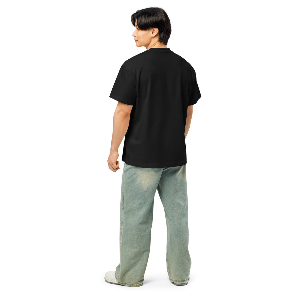 Men's box tee, Black, back view