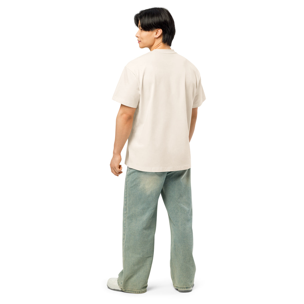 Men's box tee, Vintage White, back view