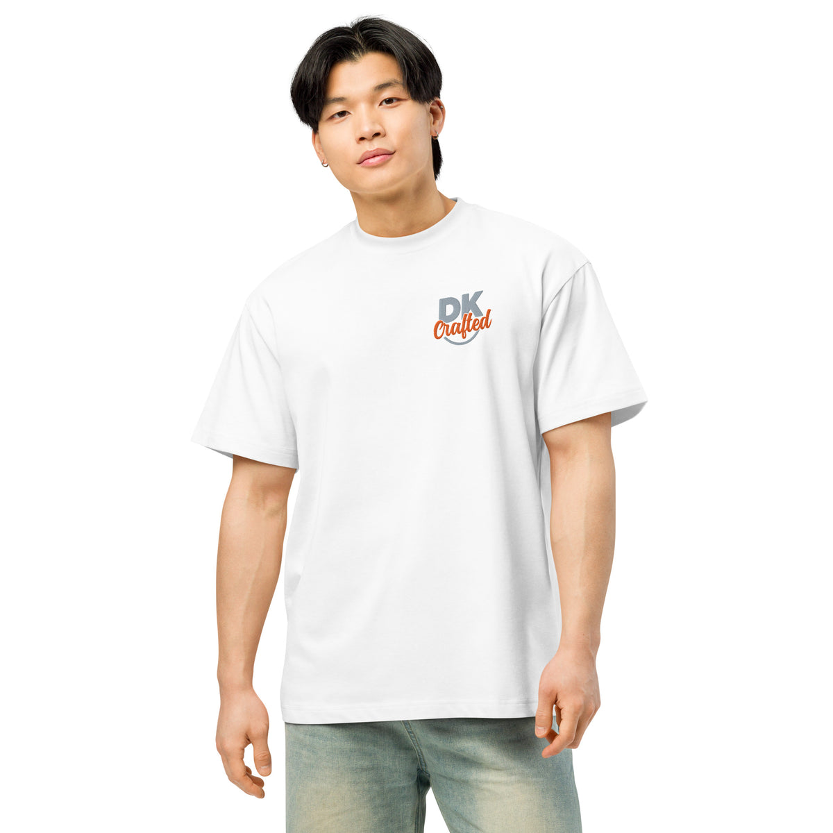 Men's box tee, White, front view