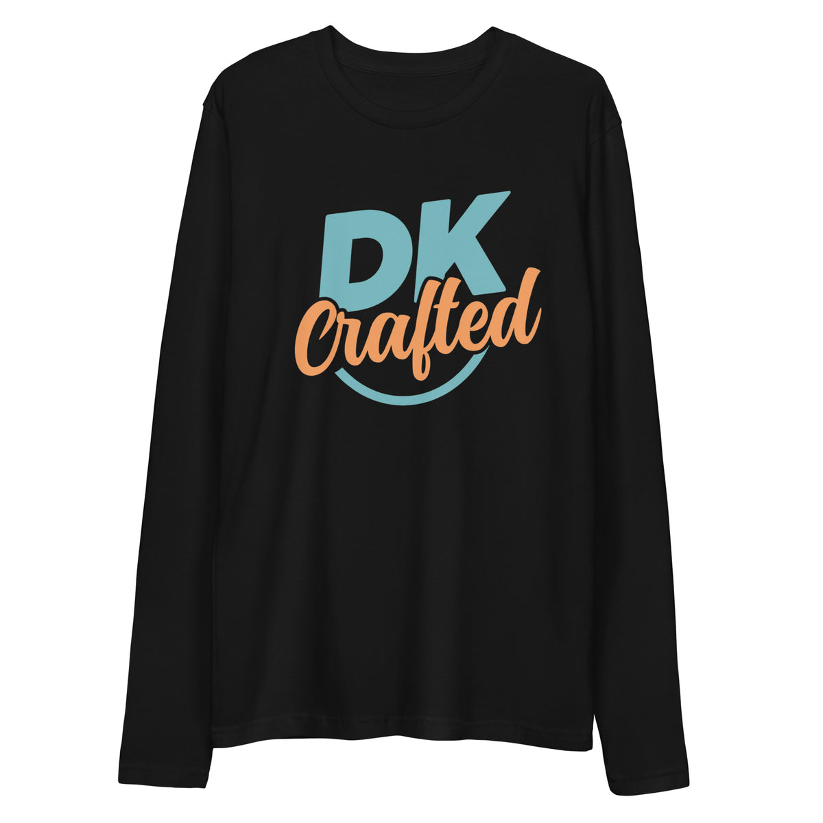 Long sleeve fitted crew, Black, front view