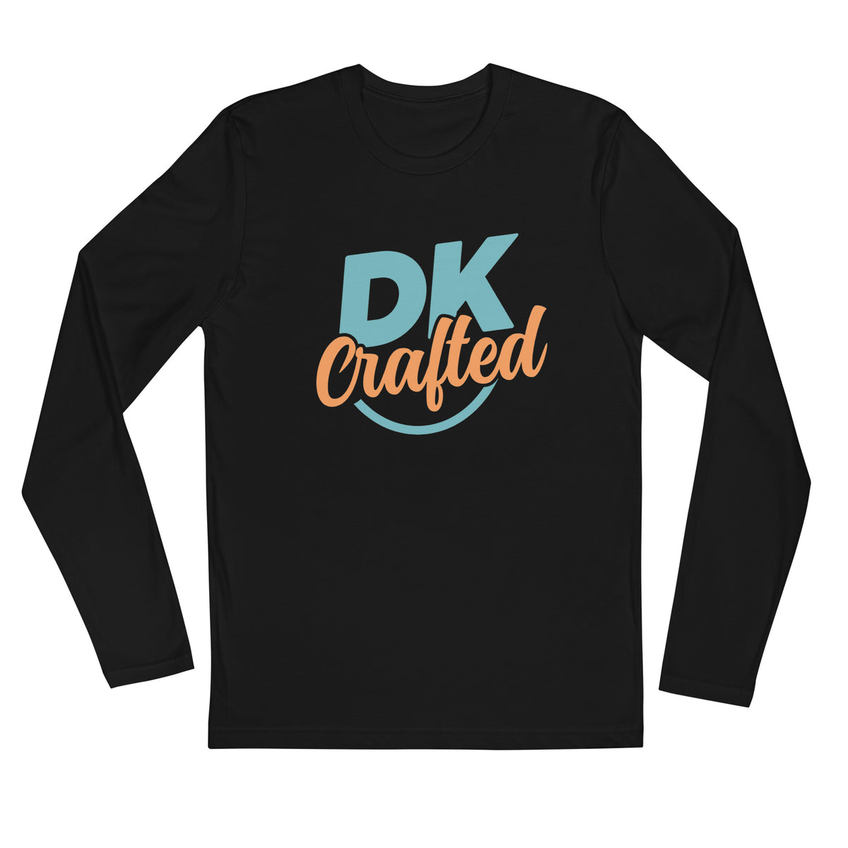 Long sleeve fitted crew, Black, front view