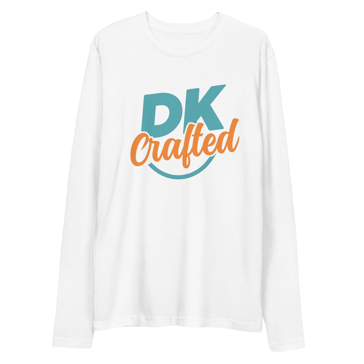 Long sleeve fitted crew, White, front view